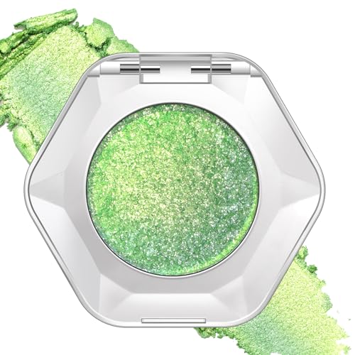 Noerrors Green Gold Holographic Duochrome Glitter Eyeshadow, Multichrome Rich Color Shimmer Metallic Eyeshadow for Blue Green Eyes, Satin Shiny Iridescent Mermaid Eye Makeup Palette Rave Accessories