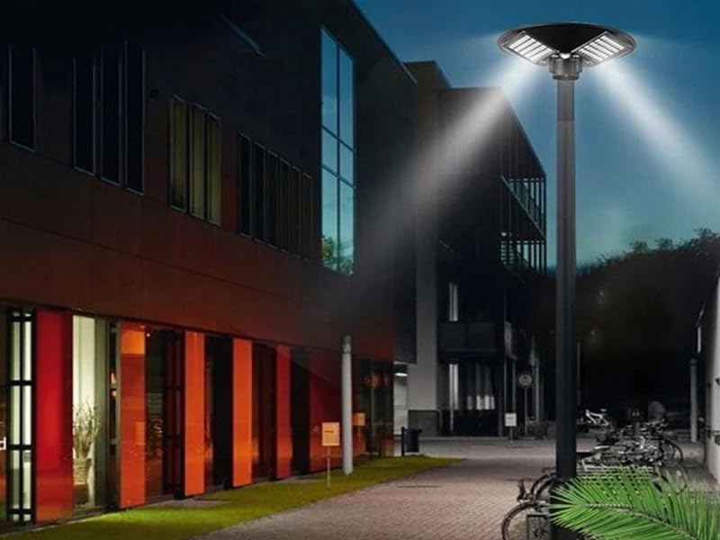 Generico Faro Faretto Lampione Stradale Crepuscolare 55x12x5 LED con Pannello Solare Sensore Movimento Telecomando 250w 170lm/w IP65