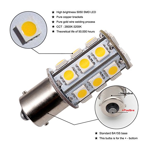 Grv Ba15S 1156 1141 High Power Car Led Bulb 24-5050Smd Ac/Dc 12V-24V Warm White Pack Of 2 #TOP3