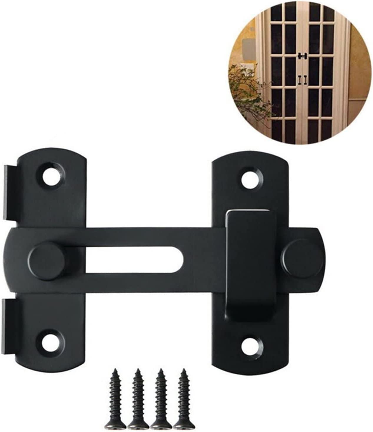 NVSFZGIYG Slide Latch,Gate Bolt Lock, Sliding Door, Matte Black Stainless Steel Latches Flip Safety Hardware Access