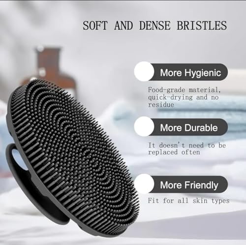Image of KROYWEN Silicone Body Scrubber Shower Bath Brush, More Hygienic Than Traditional Loofah, Lather Nicely, Long Lasting, Gentle Exfoliating for Women Men Baby Sensitive Skin, 2 Pack