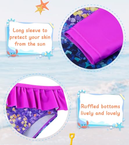 Image of UNIFACO Toddler Girls Swimsuit Rashguard Set Summer Beach Breathable Tankini with UPF 50+ Sun Protection 2-8T