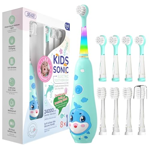Cepillo electrico infantil Seago con luz LED y temporizador para habitos de limpieza divertidos