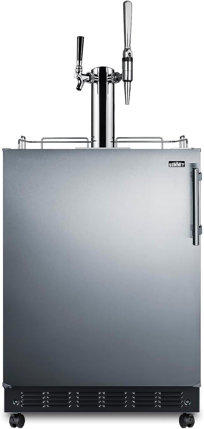 Summit Appliance 24" Wide Nitro-Cold Brew Coffee Kegerator/Refrigerator Combo, Black Interior, Caster Wheels, Residential/Commercial Use (LHD, Nitro-Cold Brew Coffee)