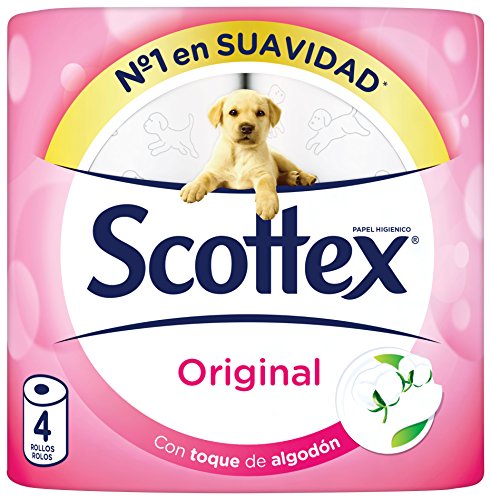 Scottex - Papel Higiénico - Pack de 4 rollos (Papel WC)