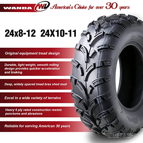 Image of WANDA Set 4 ATV /UTV Tires 24x8-12 Front & 24x10-11 Rear /6PR P373...