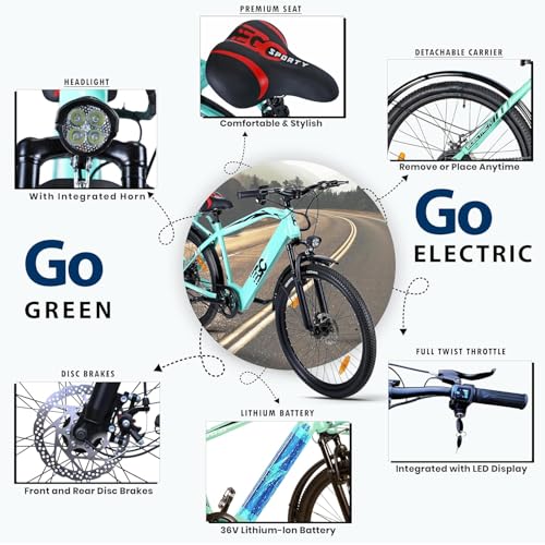 Image of Electric Cycle 250W Motor with 36V Lithium-Ion Battery | 26 inch Fat Mountain Tires | Pedal Assist E-Cycle with Dual Disc Brakes | Ultimate Sports Ride Experience Up to 30 km Rang Man & Woman