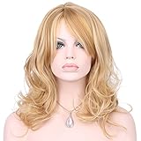 KeeWig Synthetic Blonde Wig Wavy Light Golden Blonde with Pale Blonde Highlights JENNY #24BH613