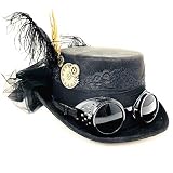 STORM BUY ] Steampunk Style Women/Girl Black Top Hat Feather Halloween Costume Cosplay Party with Go