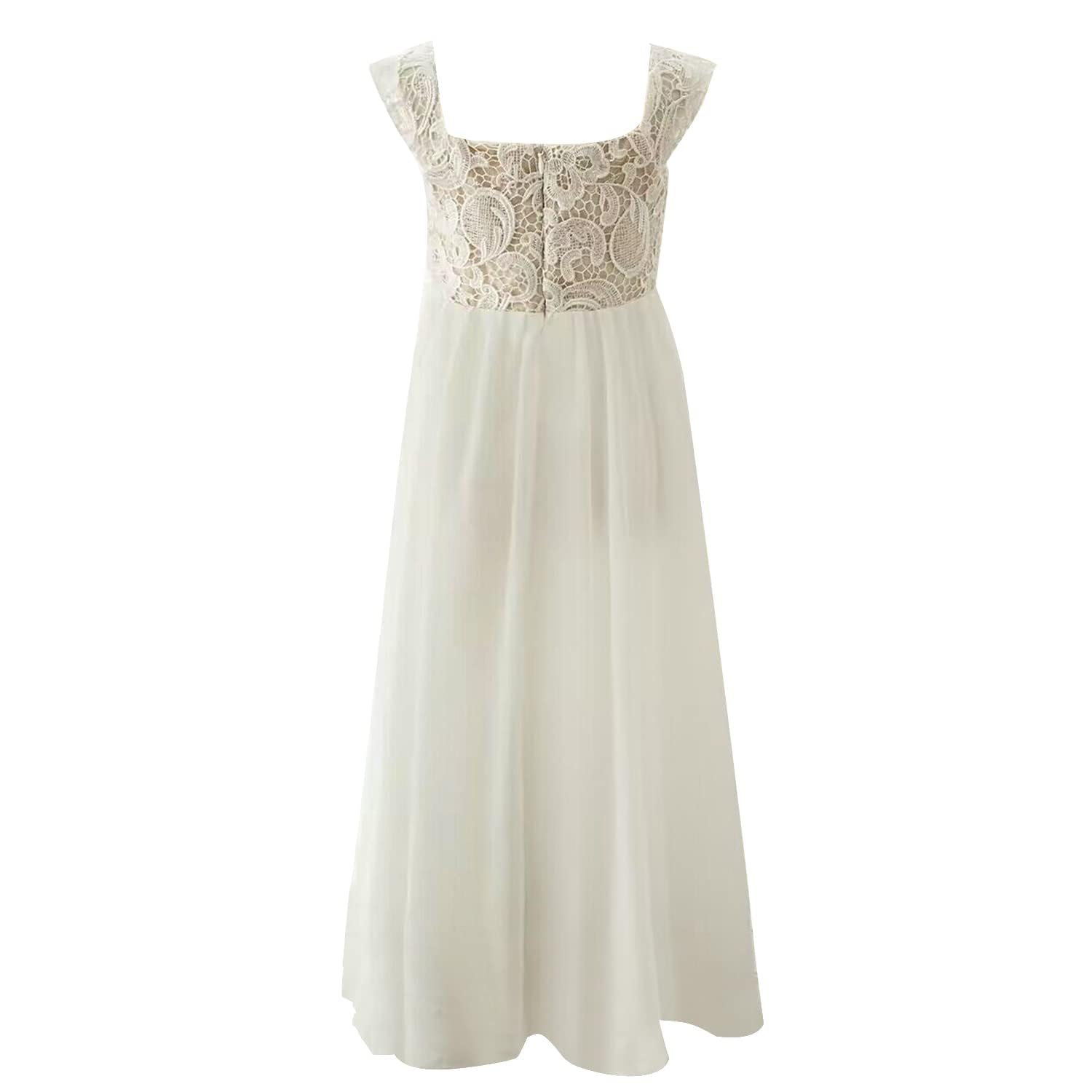 PLWEDDING Chiffon A-Linie Blumenmädchen Kleid Erstkommunion Kleider Kinder Geburtstag Hochzeit Partykleider
