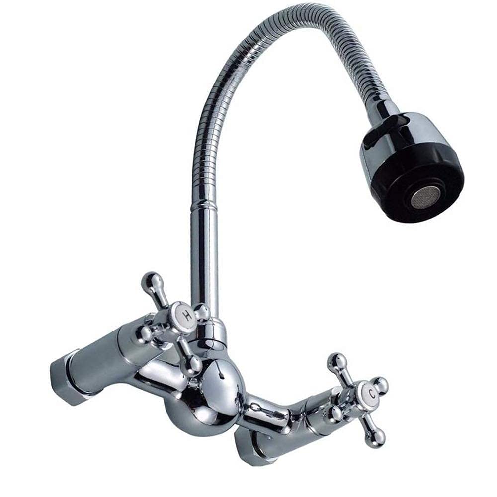 Robinetterie de cuisine avec pressurisation et double buse chaude et froide murale