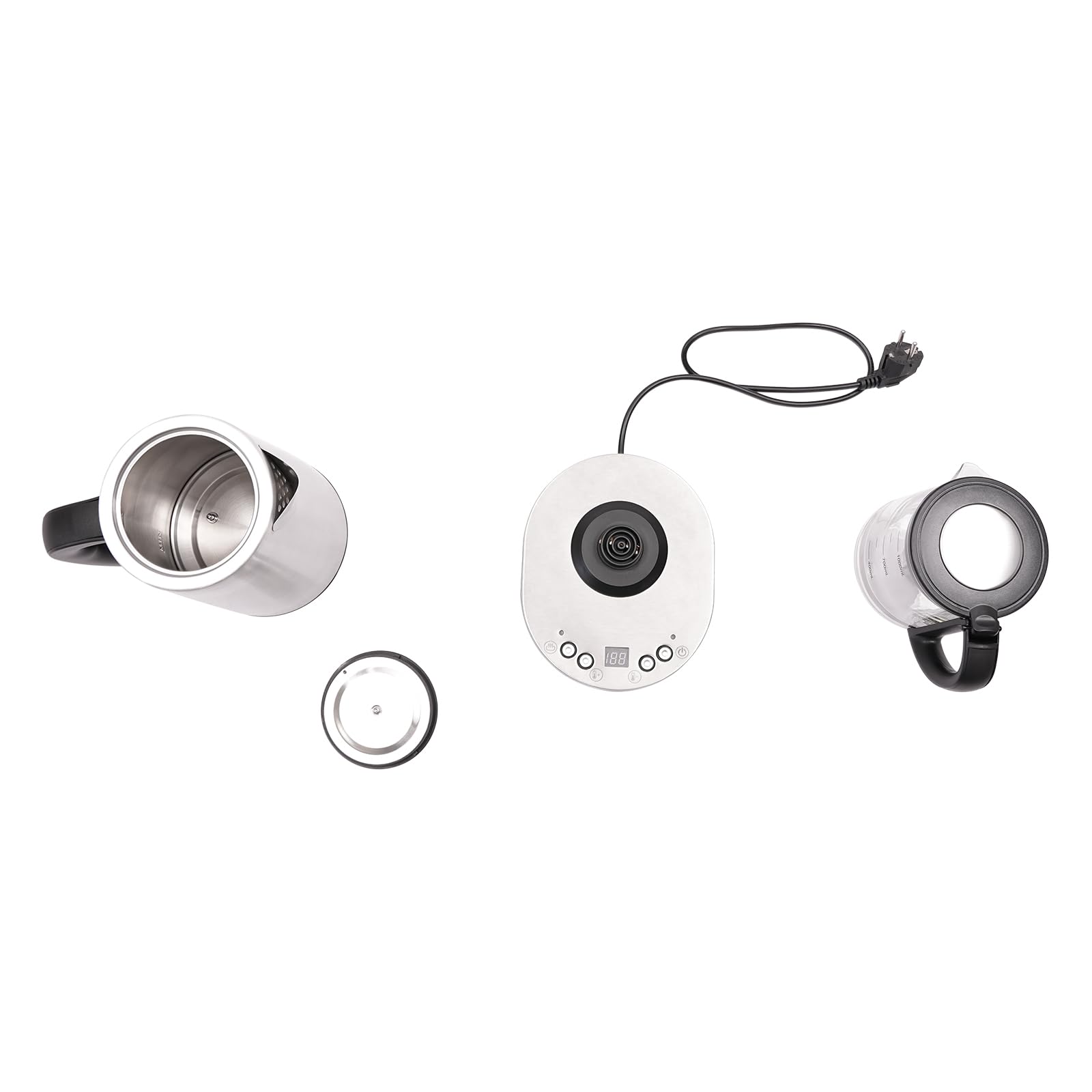 Bollitore elettrico in acciaio inox a LED con regolazione della temperatura/funzione di mantenimento al caldo, 2,5 + 1 l, doppio bollitore con beccuccio a forma di V, 1500 W SCT-4003