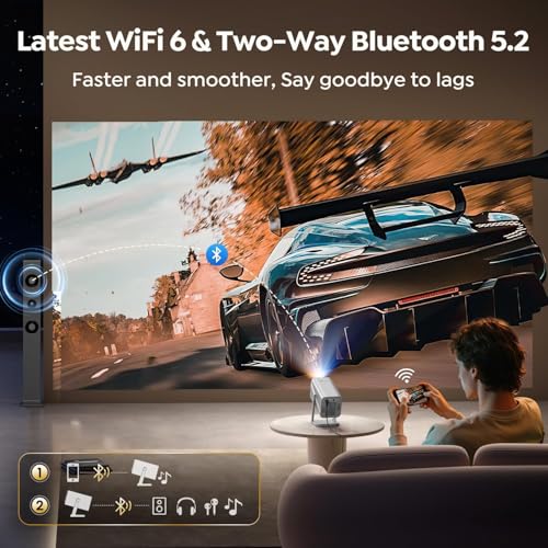 Image of [4K Support /Auto Focus /360Adjustable Stand]Smart-Projector-4K with WiFi 6 and Bluetooth5.2, Native 1080P Mini Portable Projector, Dolby Audio, TOPTRO Outdoor Movie Proyector Compatible with Netflix