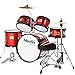 ???Mendini By Cecilio Kids Drum Set - Starter Drums Kit with Bass, Toms, Snare, Cymbal, Hi-Hat, Drumsticks & Seat - Musical Instruments Beginner Sets, Red Drum Set