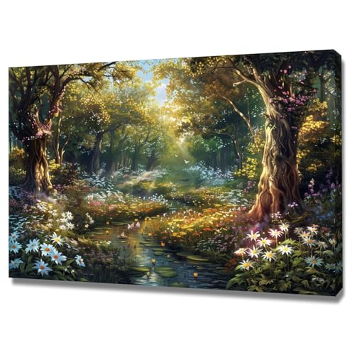 Impression sur toile intissée haut de gamme paysage forestier encadrée 70x100
