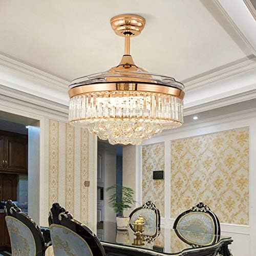 Miniatura 6 de Ventilador de techo retráctil de 42 pulgadas con luz LED de 3 colores, control remoto, lámpara reversible de 6 velocidades para sala de estar,