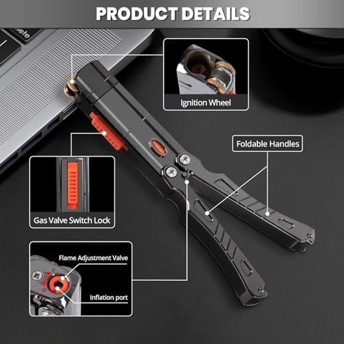 Encendedor antorcha recargable de butano negro miniatura 2