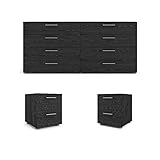 Home Square 3 Piece Bedroom Set with Dresser and Nightstands in Black Woodgrain