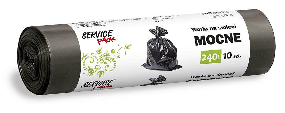 Stella Bin Liners Strong 240 L | Pack of 10 | Rubbish Bags for Household Waste Office Made of Thick LDPE Regranulate Film Colour: Black