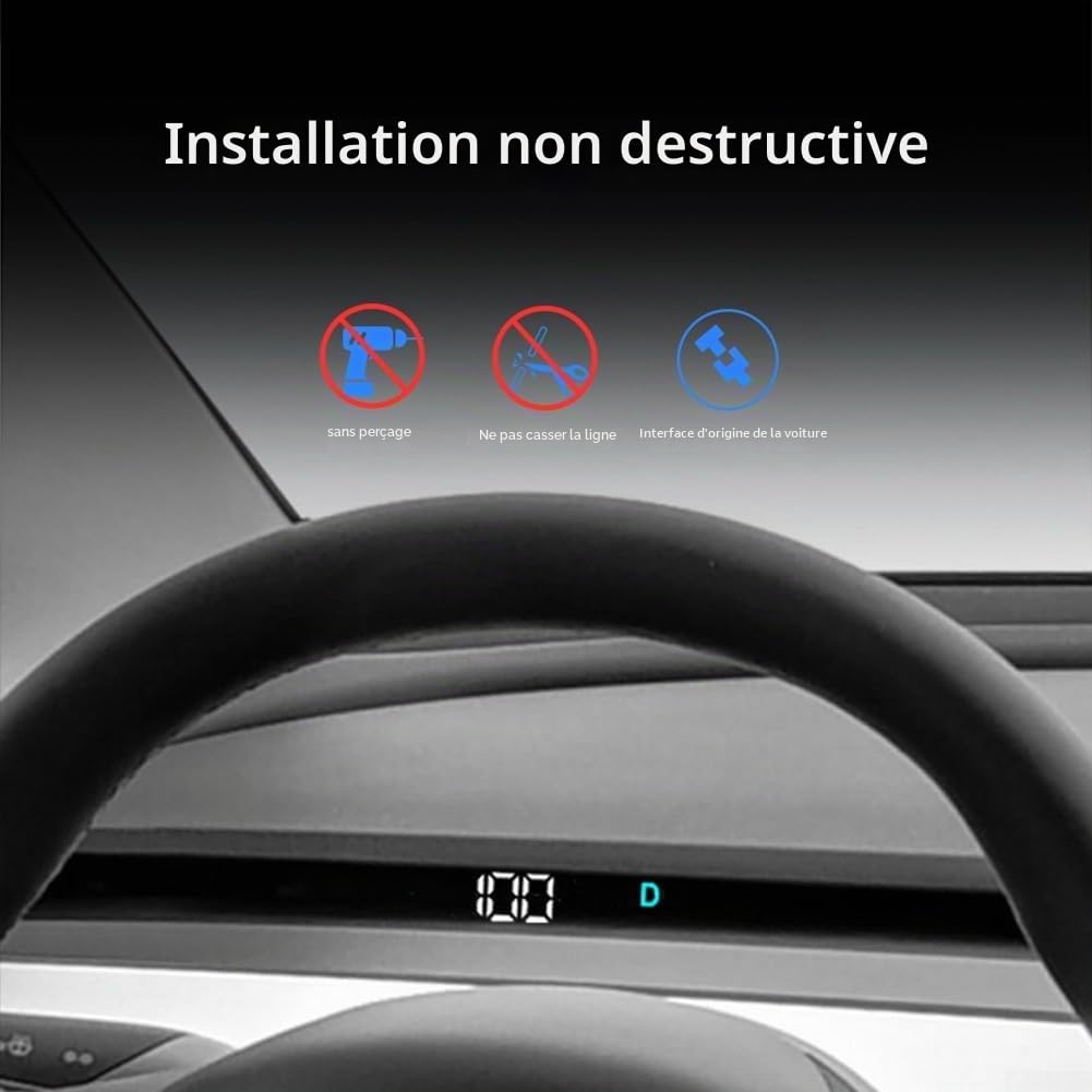 RANRAO Écran tête haute HUD de voiture, affichage numérique de la vitesse électronique compatible avec Tesla Model Y 2023-2024, 14VTKZVG8Q5PWG2G707638N1B97D