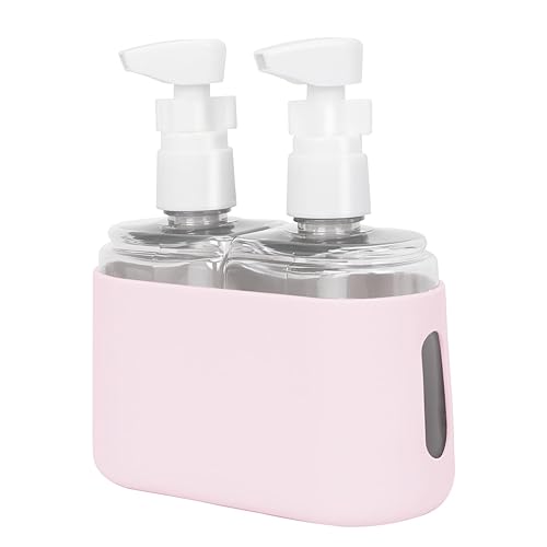 Songaa Botellas de viaje 2 en 1, recipientes de champú y acondicionador de viaje para artículos de tocador, botellas de aseo recargables con tapa,