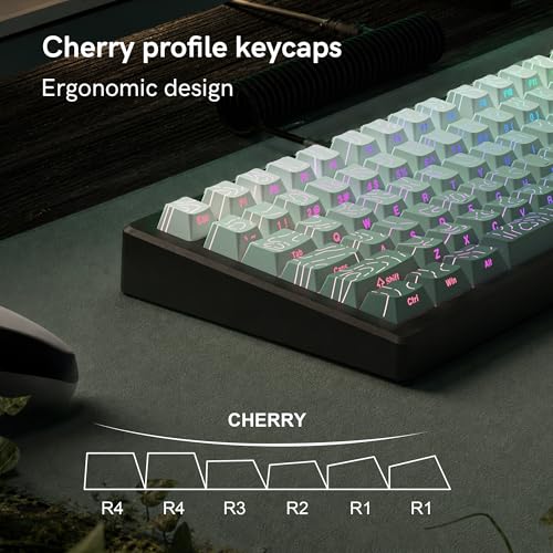 Image of dagaladoo Dark Green Keyboard keycaps,Double Shot PBT keycaps Topographic