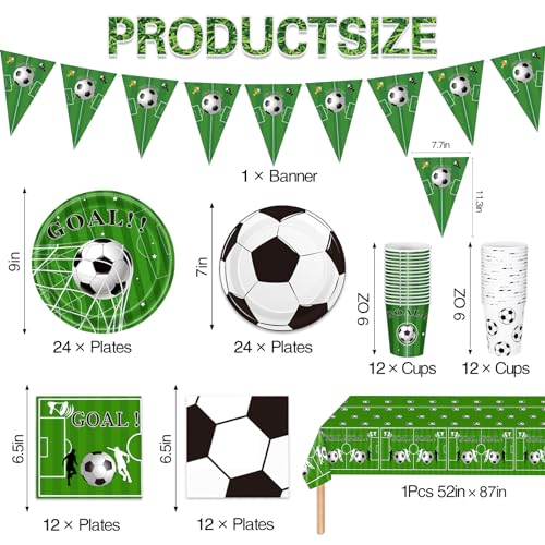 Lcy Wedshi Soccer Party Decorations 98Pcs Soccer Birthday Party Decorations Suppiles Set Include Dinner Plates thumb #1
