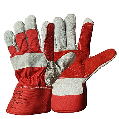 5 Pairs DOUBLE PALM Rigger Work Gloves Canadian Leather Heavy Duty Safety Gauntlets Size XL / 10