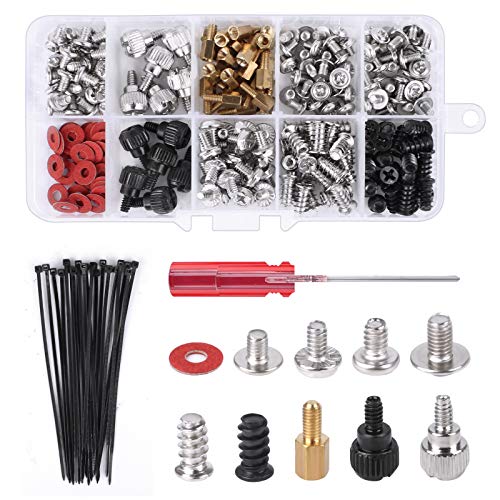 Huahao 228 stuks computerschroeven assortiment kit set, M3 M3.5 M5 laptop pc-schroeven met opbergkoffer (20 stuks nylon kabelbinders + 1 stuks schroevendraaier)