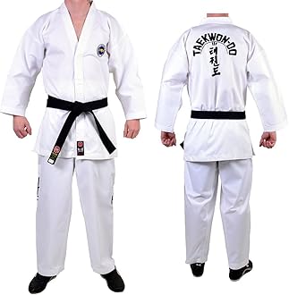 MAR | Taekwondo ITF White Uniform Suit Sparring Gear Unisex Kids & Adult Martial Arts ITF Taekwondo Gi Student Suit Taekwondo Gear Polycotton Medium Weight 8oz Fabric + FREE BELT
