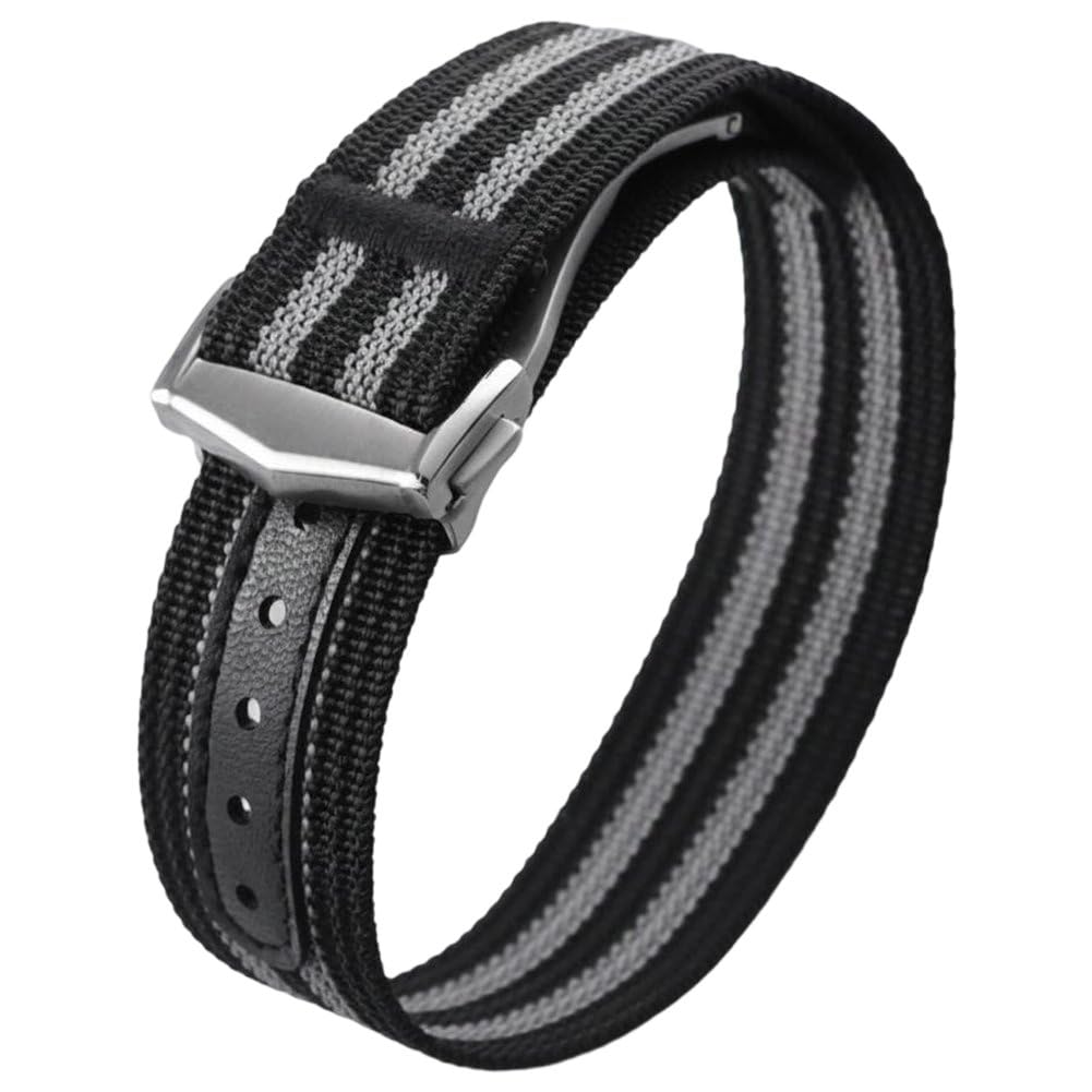 Caeanhi Nylon Ribbed Watch Band with Deployant Folding Clasp Military Quick Release Sport Replacement Wrist Strap with Quick Release Pins for Unisex