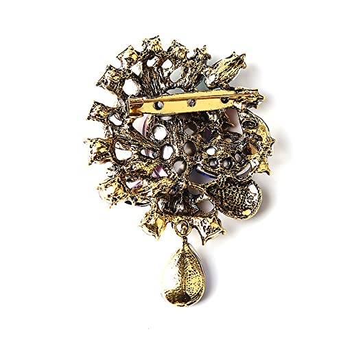 Image of COLORFUL BLING Rhinestone Leaf Brooch Pin - Red, Blue Vintage Jewelry Accessory Gifts Decoration