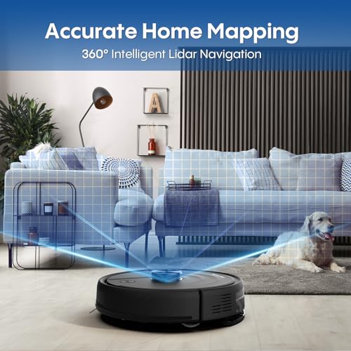 Image of Robot Vacuum and Mop Combo,Robotic Vacuum Cleaner with LiDAR Navigation,No-Go Zones,6000Pa Strong Suction,Automatic Recharging,Wi-Fi /App /Alexa Control, Ideal for Pet, Hard Floors, Carpet