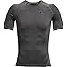Under Armour UA HG Armour Comp SS, Maglietta sportiva a maniche corte, Uomo, Grigio (Carbon Heather/Black), S