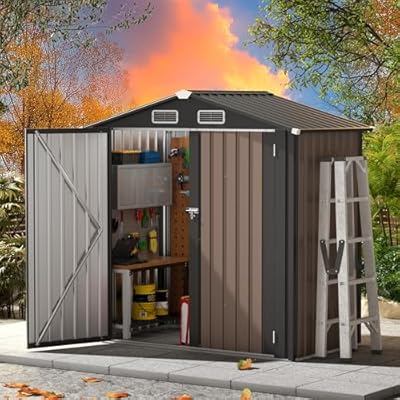 Metal Storage Shed & Outdoor Storage, Outdoor Steel Storages Shed with Sloping Roof, Utility and Tool Garden Sheds for Backyard Patio Lawn