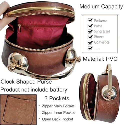 Image of Women PVC Clock Shaped Handbag Crossbody Shoulder Bag Clock Purse