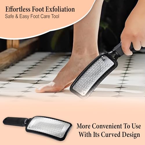 Image of GLUN Foot Grater Callus Remover Pedicure Tool, Stainless Pack of 1, Black Colour, Foot Callus Remover for Feet Care, Surgical Grade, Foot Scrubber Dead Skin Remover for Wet and Dry Foot