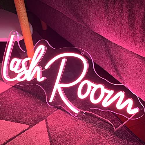 Image of Lash Room Neon Sign For Spa Beauty Room Nail Brows Lashed Salon Studio LED Wall Art Decor For Business Stores Logo Barber Shops Led Word Indoor Custom Neon Lights 5V USB Powered Peach Pink 40x14.55cm