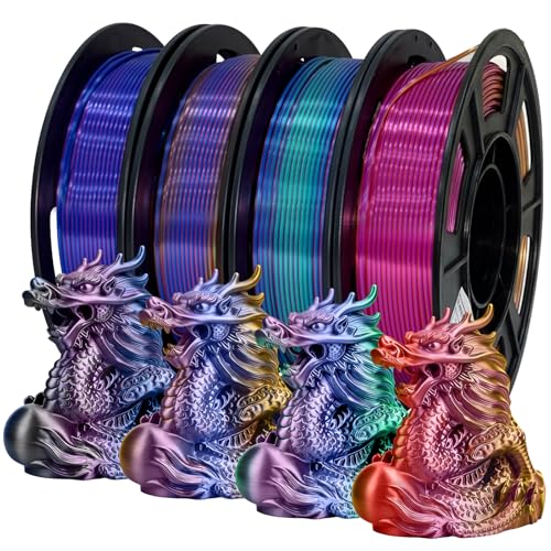 Frucindra Silk PLA+ 3D Printer Filament Bundle, Shiny Tricol...