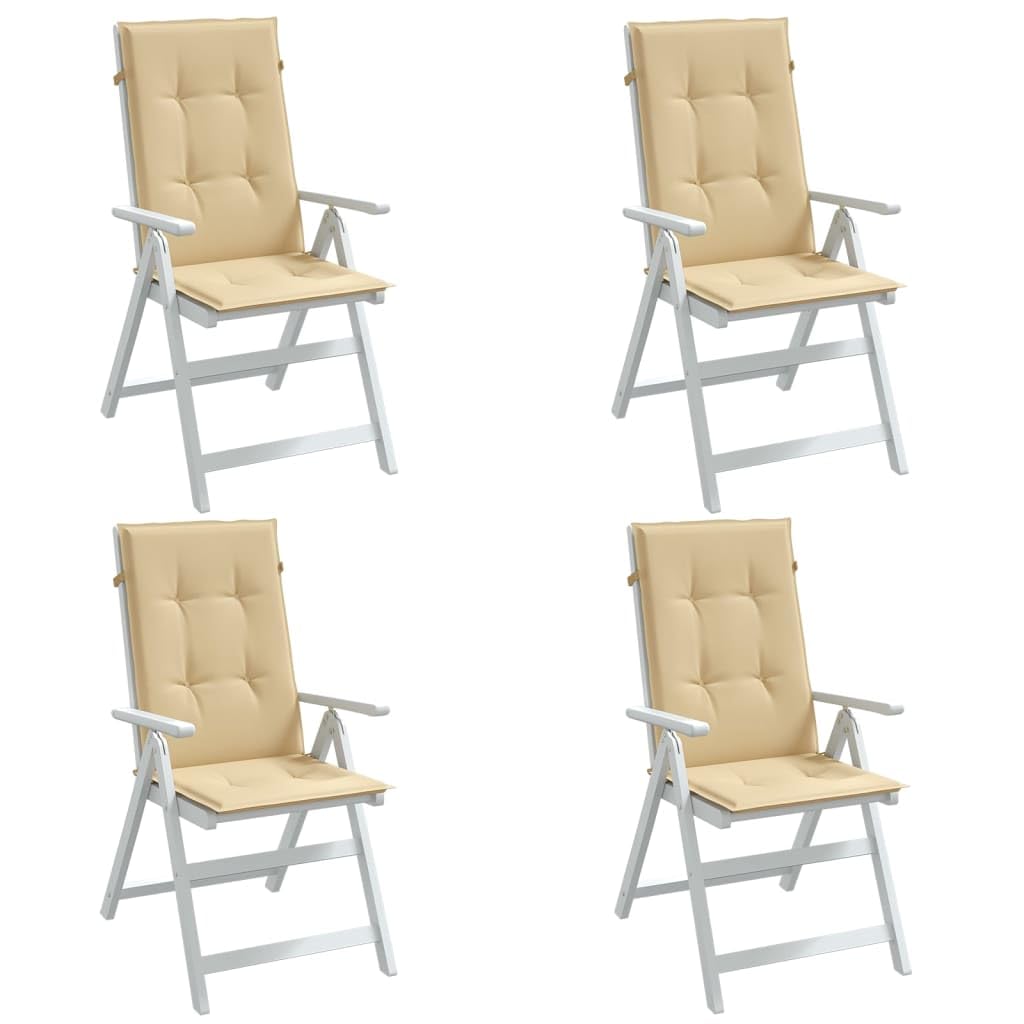 ShGaxin Cojines Silla Respaldo Alto 4 uds Tela Beige Melange 120x50x4cm, Cojines para Butacas De Jardin, Cojines Sillas Cocina, Cojines para Sillas De Terraza, Cojin Silla Exterior - 4002422