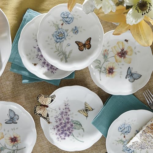 Image of Lenox Butterfly Meadow 6-Piece Tidbit Plates, Dessert Plate Set for 6