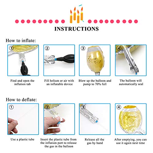 12PCS Aluminum Foil Helium Mylar Balloons, Champagne Bottle Goblet Hydrogen Whiskey Beer Cup Balloons, Multiple Styles Party Decoration Supplies for Birthday Graduation Anniversary Wedding Ceremony - Thumbnail 3