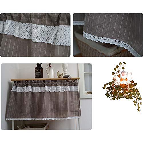 Media cortina de cocina de lino y algodón para separación de ambientes y ventanas bajas 6