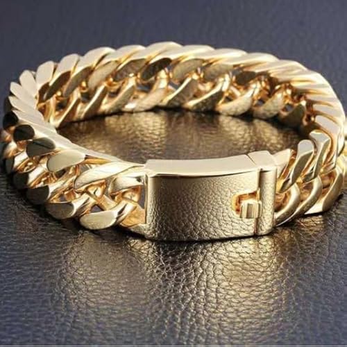 Unisex Cuban Link Bracelet – Hip Hop Style Gold Color Stainless Steel Chain Bracelet for Men Women, Fashion Streetwear Jewelry Accessory