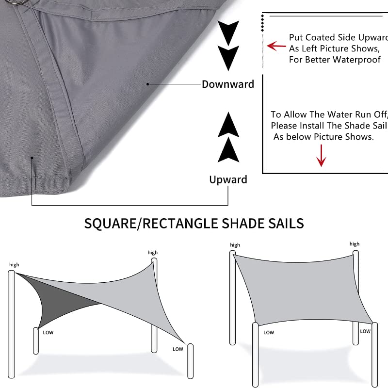 Voile d'ombrage en polyéthylène haute densité beige durable 4x4m