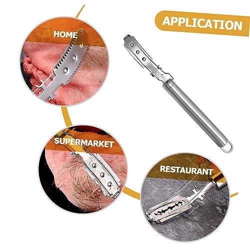 Miniatura 2 de Ounona 2 Series Raspador De Pelo De Cerdo Depilador De Animales Depilador De Aves Cepillo Limpiador De Pelo De Mascotas Acero Inoxidable Plateado 2 Piezas 2