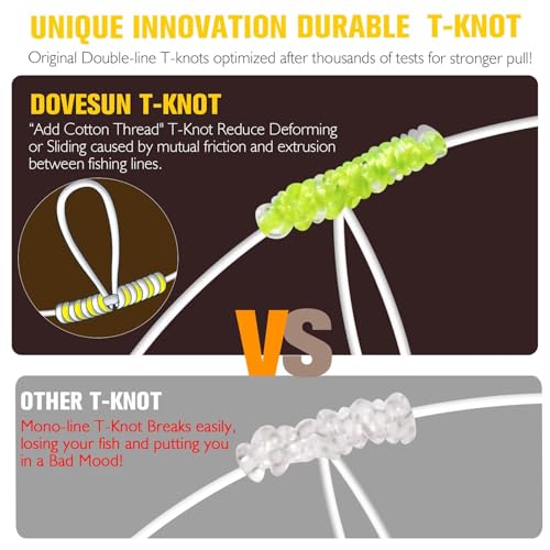 Dovesun Pompano Rigs for Surf Fishing Rigs Unique T-Knot Pompano Rigs Saltwater Floats Strong Pre-Rigged Surf Fishing Gear & Tackle Bullet Float(2colors)*2/0 Hook*10PCS