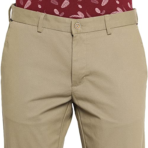 Image of Blackberrys Men Khaki Solid Trousers