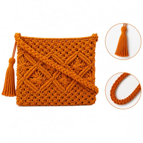 Image of Women's Handmade Macrame Crossbody Sling Bag Tote Bags Beautiful & Fancy Ladies Purse For Girls Women's Mobile Pouch Friends Gifts Birthday Marriage Party and Events,1- Piece