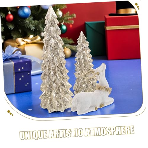 Decoraciones Navideñas de Resina con Árboles y Figuras de Renos para Mesa 4